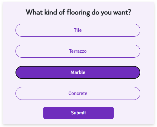 Screenshot: Question with single select