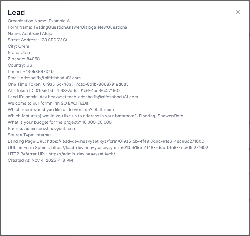 Screenshot: 4 examples of question-answer sets in the summary popup
